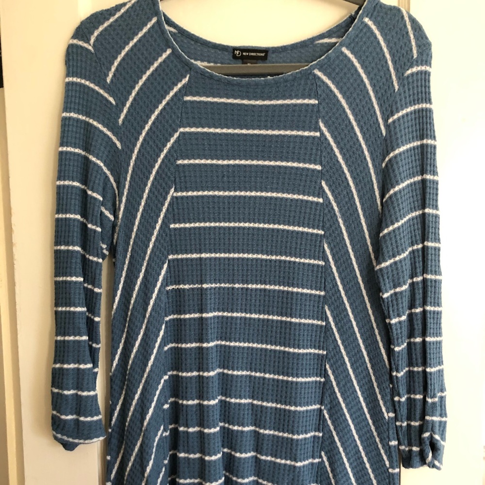 Blue and white sweater